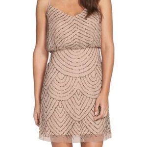 Adrianna Pappell Blush Beaded Bridesmaid Dress
